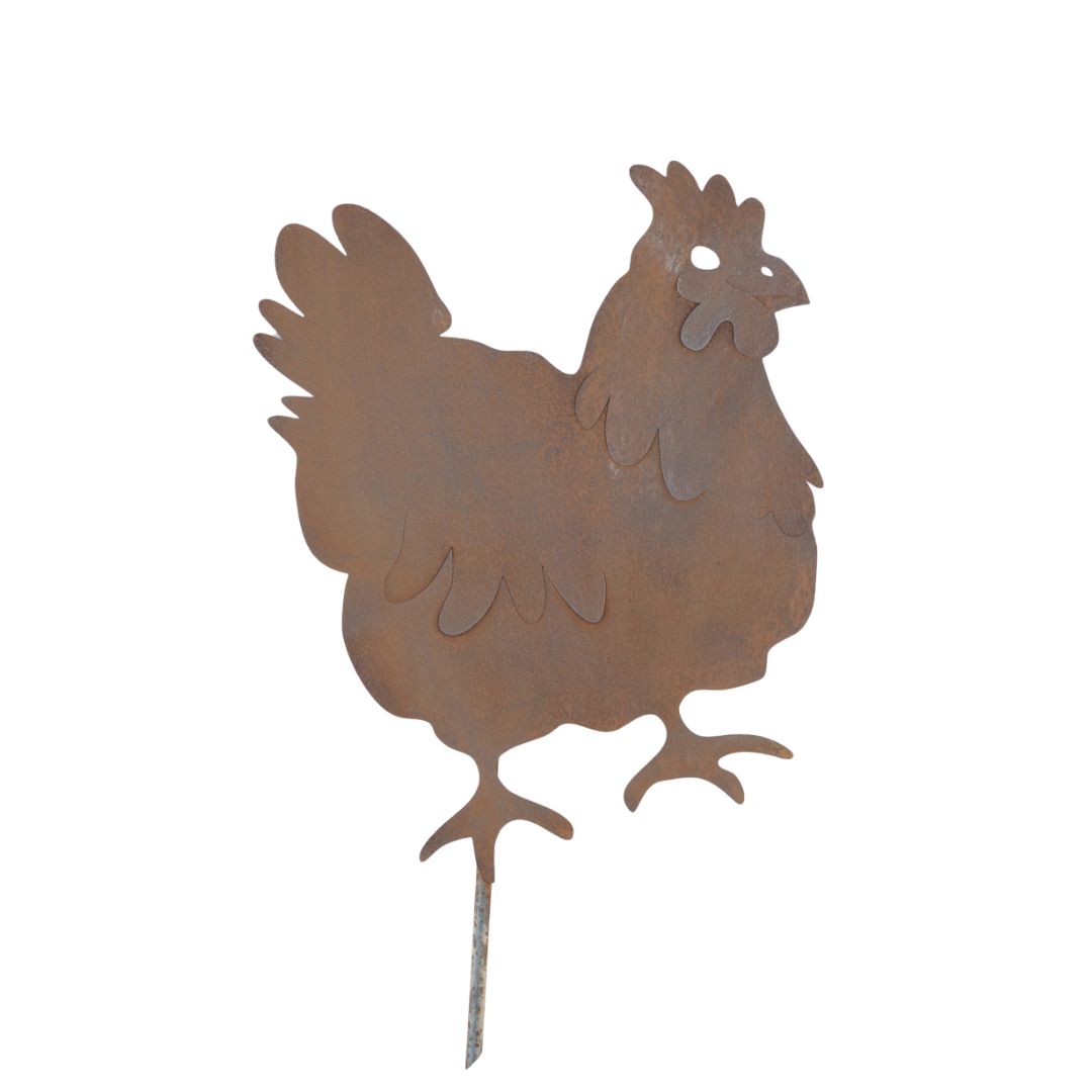 Silhouette Gallina – Decorazione da Giardino con Picchetto